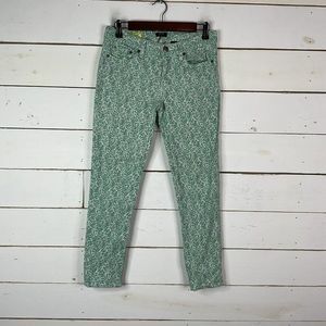 J Crew Toothpick Stretch Jeans Pants Green Floral Women’s 26